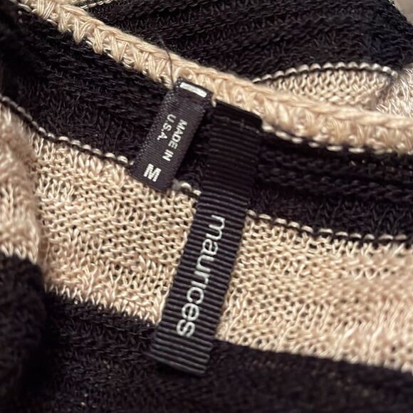 Maurices crochet lightweight open knit cardigan sweater fringe striped medium - Picture 8 of 11